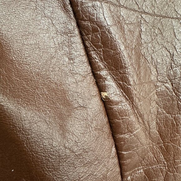 Vintage Leather Jacket Zip Lining Startown USA 1970s Mens Disco 44 Tall Brown - Picture 8 of 11